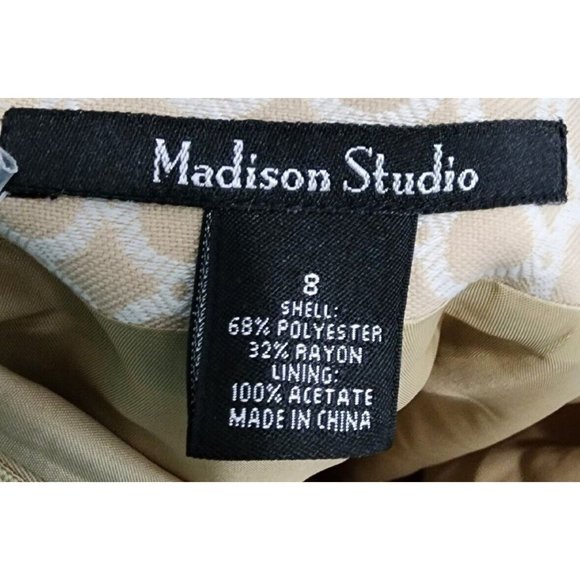 NWT Madison Studio Women's Pencil Skirt Pleated Back Beige Patterned Size 8 - Picture 7 of 10